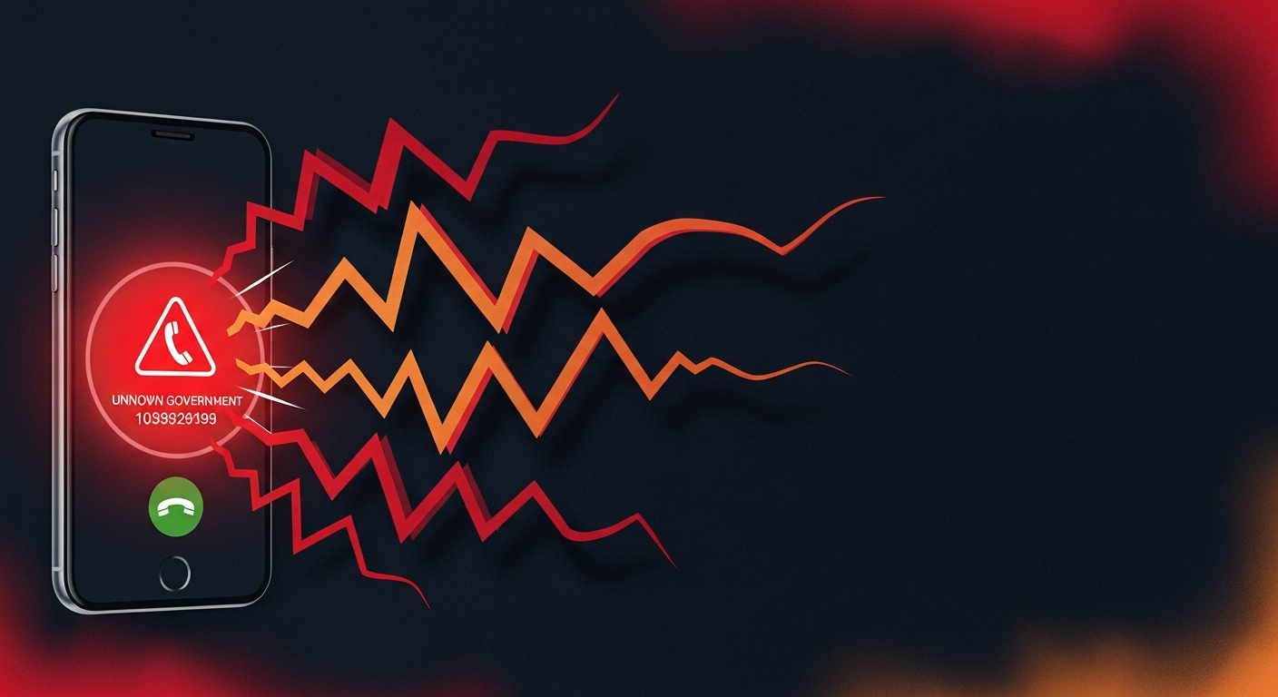 Illustration of a suspicious incoming call from an unknown government number
